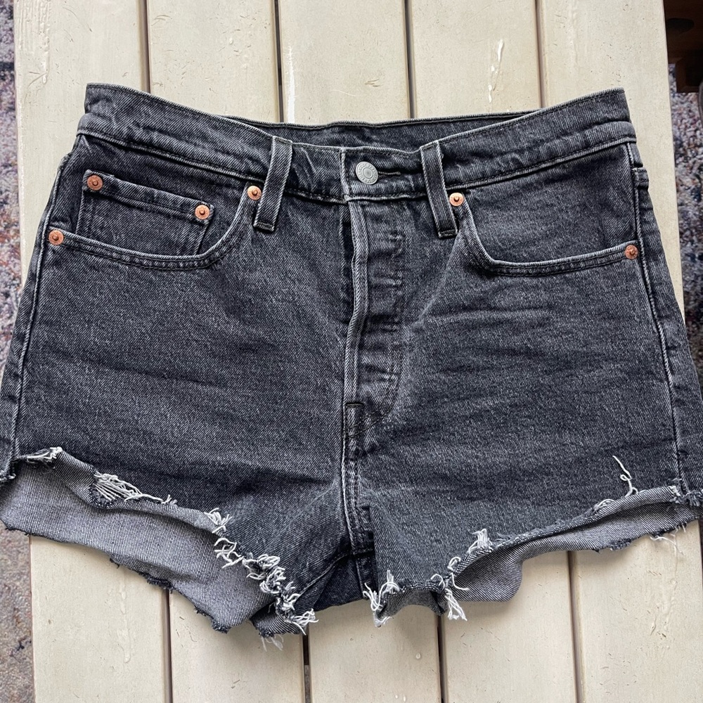 Levi's Black Jean Shorts Distressed Cut-Off Style